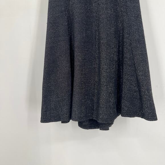Lulus Metallic Black Fit & Flare Mini Skater Dress with Strappy Back Size M - Picture 4 of 7